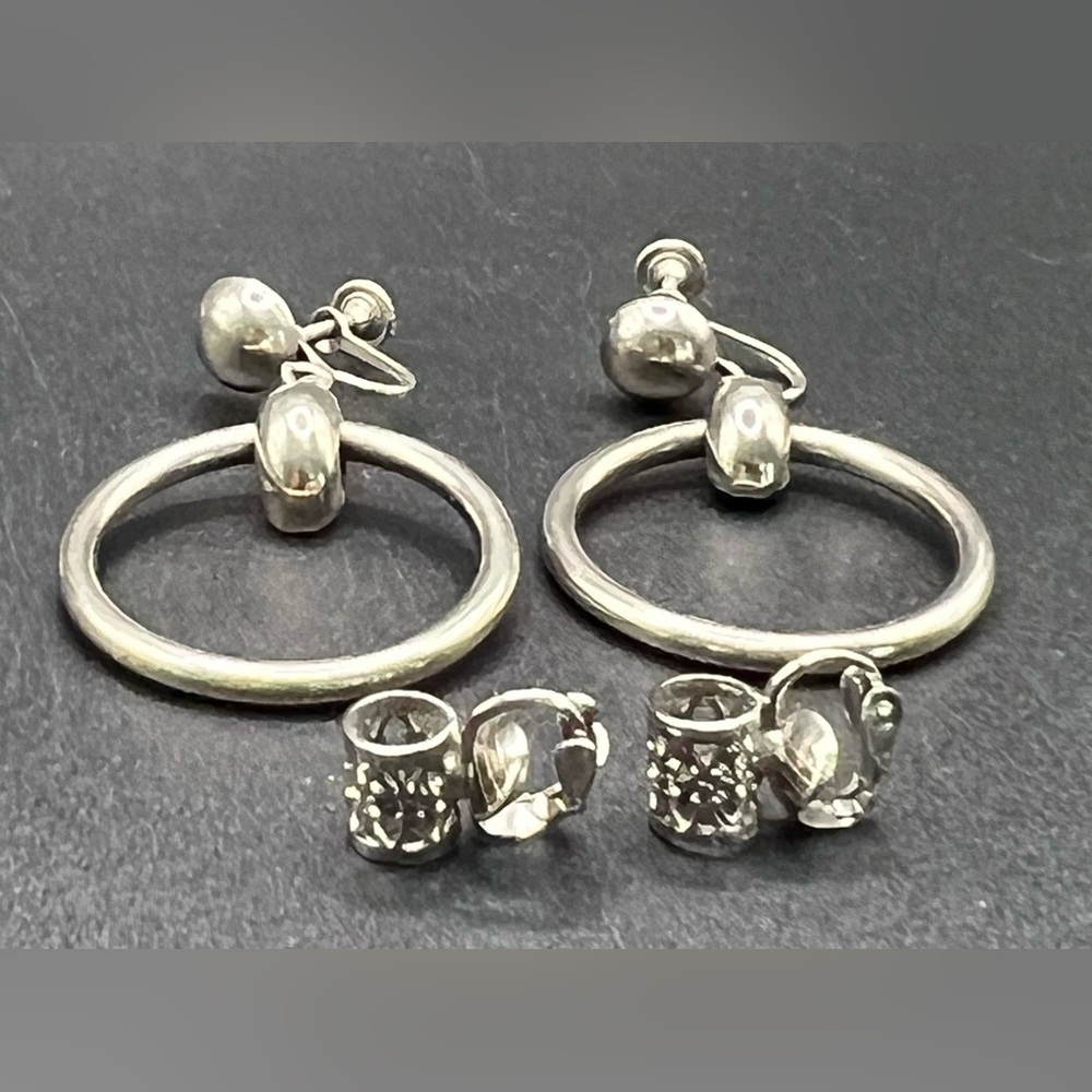 Chic Silver Drop Earring Set - image 1